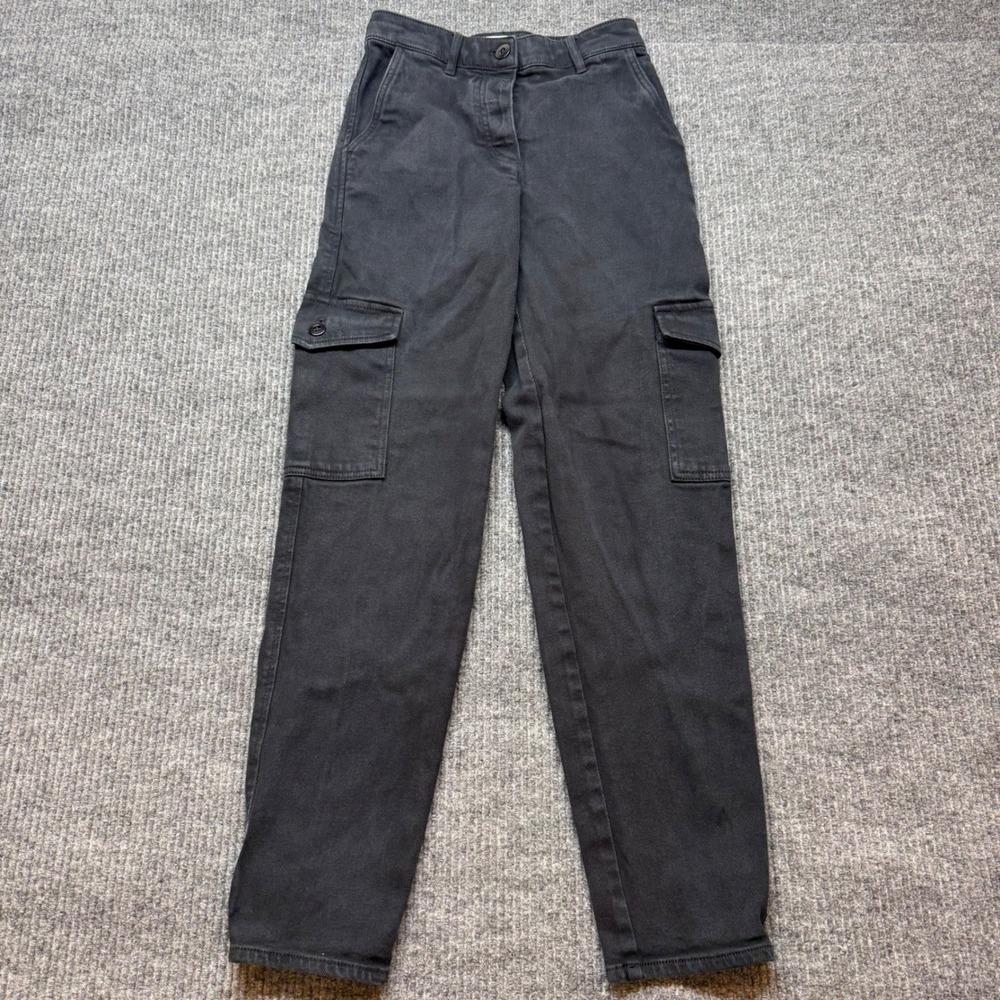Wilfred Free Aritzia Black Cargo Pants Women Size 0 Button Fly High Rise Utility